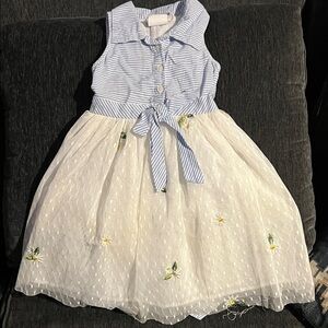 Rare Editions Blue and White Striped Dress